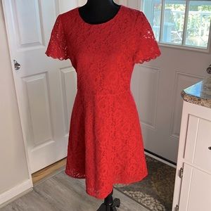 J Crew red lace dress in perfect condition.